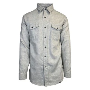 Ascend Men's Light Grey Shirt Herringbone Slub Long Sleeve (S05) - Picture 1 of 19