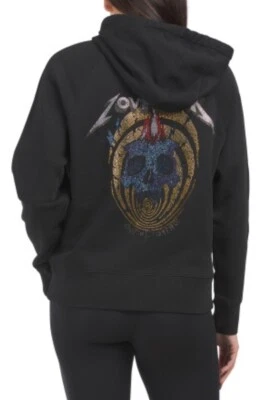 Zadig & Voltaire XS Sweatshirt Hoodie Black Clipper Love Punk Rhinestone $328 - Image 1 of 4