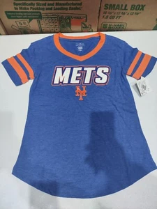 New Official MLB New York Mets Blue/Orange Women's Short Sleeve Shirt - Picture 1 of 7