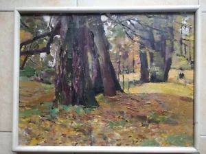 Viacheslav F Zagonek Listed Russian Artist 1963 Oil Painting Autumn, 34.5 x 44.5 - Picture 1 of 9