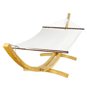 Jumbo Caribbean Hammock White and Wood Arc Hammock Stand - Picture 1 of 3