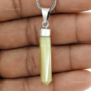 Women Gift Mother Of Pearl 925 Solid Silver Pencil Pendant Trendy Jewellery - Picture 1 of 4
