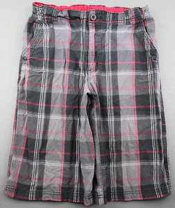 Boy's Faded Glory Plaid Cargo Shorts Gray Black Cotton Size 18 (Msr 28x11) - Picture 1 of 7