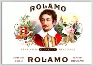 Antiguo Rolamo Calidad Muy Suave Hechos a Mano Puros EMB Caja de Puros Etiqueta 8.5x6" - Imagen 1 de 5