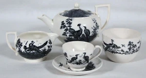 RARE ANTIQUE WEDGWOOD LIVERPOOL BIRDS PATTERN BONE CHINA CHILD'S-SZ 6 PC TEA SET - Picture 1 of 24