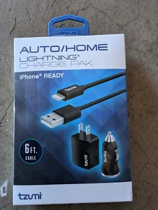 TZUMI AUTO/HOME 3661B 6ft iPHONE READY CHARGE PAK UPC: 817243036617 - Picture 1 of 2