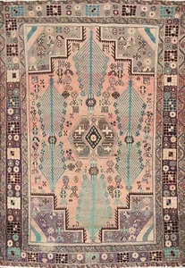 Semi-Antique Geometric Traditional Oriental Area Rug Handmade Wool Carpet 5x7 ft - Picture 1 of 12