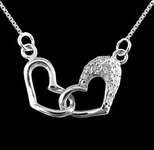 Colgante corazón con circonita plata 925 con cadena veneciana 42 cm plata maciza - Imagen 1 de 1