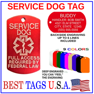 Service Dog Tag Personalized Engraved US Made BEST QUALITY !! $6.95 SHIPPED!! - Picture 1 of 1