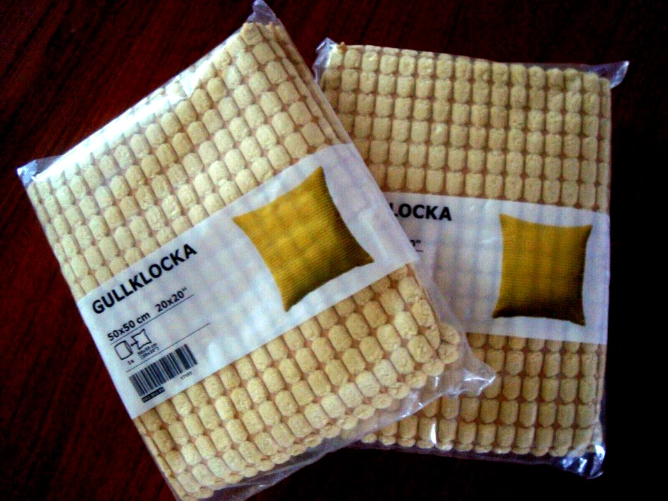 IKEA GULLKLOCKA Cushion Cover Pillow Chenille Yellow 20x20 Square NOP FS