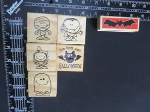 Halloween Rubber Mounted Stamps for scrapbooking, cards, crafts 6 Piece - Picture 1 of 2