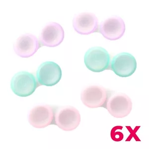6er Pack Kontaktlinsen Behälter 6 Stück Aufbewahrungsbehälter Box rosa grün lila - Bild 1 von 4