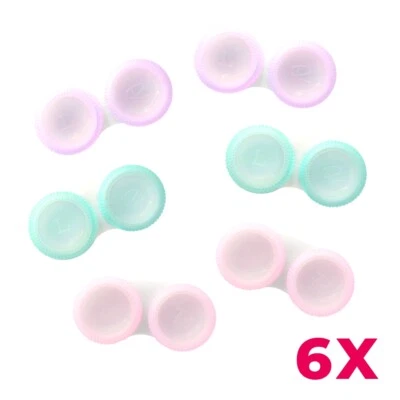 LUXDELUX 6er Pack Kontaktlinsen Behälter 6 Stück Aufbewahrungsbehälter Box rosa grün lila