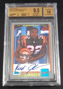 (POP 1) BGS 9.5 10 Autograph Rc Rudi Johnson Auto 2001 Topps Rookie Premiere SP - Picture 1 of 3