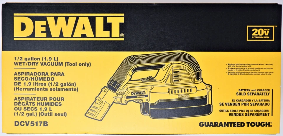 New DEWALT DCV517B 20V MAX Cordless 1/2 gallon Wet/Dry Portable Vac - Image 1 of 1