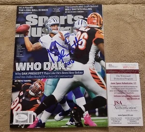 Dak Prescott (17 de octubre de 2016) Sports Illustrated SI revista automática firmada JSA - Imagen 1 de 4