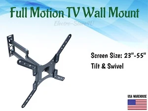 Full Motion TV Wall Mount 23 24 28 32 39 43 49 50 55 Inch Flat LED LCD Bracket - Picture 1 of 9
