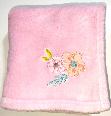 Koala Baby Pink Fleece Blanket Embroidered Flowers - Image 1 of 4