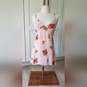 Abito Babydoll Reformation Lumina Slip Donna XS Rosa Floreale Estivo Fluido Mini - Foto 1 di 8