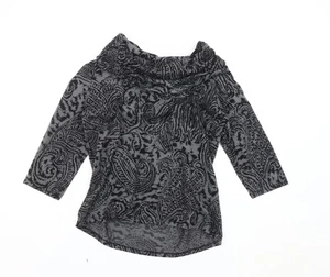TIGI Women's Grey Paisley Cowl Neck Jumper Size 10 - Picture 1 of 12
