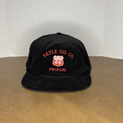 Vintage Sayle Oil Co Phillips 66 Corduroy Black Snapback Adjustable Hat Cap - Image 1 of 4