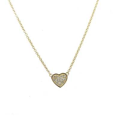 Lindo collar gargantilla Love Heart con pavé de diamantes H/SI de oro amarillo macizo de 14 k Foto 1 de 4