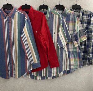 Mens Vintage Button Shirt Lot 5 Multicolor Geometric L Cotton 70s-90s Collar - Picture 1 of 21