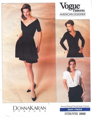 Vogue 2092 pattern Donna Karan 80s size 10 DKNY wrap bodysuit top shorts - Image 1 of 2