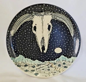 Placa calavera vaca vintage 1987 mei ming ware Santa Fe Nuevo México 11 pulgadas - Imagen 1 de 3