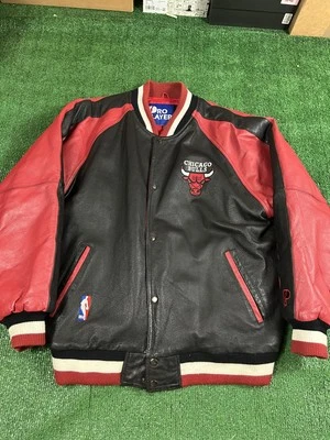 Vintage 90’s Chicago Bulls NBA Pro Player Leather Jacket Sz XL Excellent - Image 1 of 4