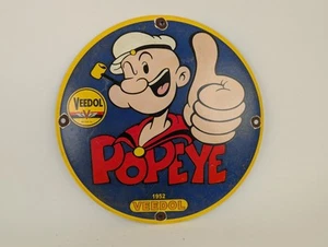 Veedol Motor Oil Popeye The Sailor Man 12" Porzellan Werbeschild rund - Bild 1 von 2