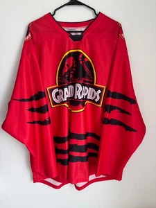 Grand Rapids Griffins Jurassic Park Hockey Jersey Promo Size XL Red - Picture 1 of 7