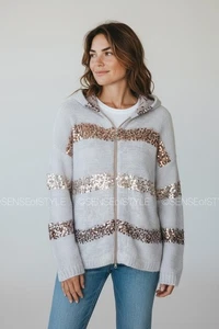 Brunello Cucinelli Glitzer Strickjacke Pailletten grau Oberteil Jacke Mohair Gr. XS - Bild 1 von 10