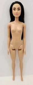 Mattel Nude Barbie Fashionistas Doll Long Black Hair Moles  - Picture 1 of 8