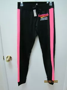 NWT Justice Girls Black Pink Gymnast Sport Jogger Sweatpants Pants Elastic 18 - Picture 1 of 4