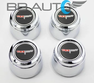 1980-1981 CHEVROLET CORVETTE ALUMINUM WHEEL HUB CENTER CAPS SET NEW 1973-1982 - Picture 1 of 5