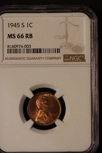Centavo conmemorativo Lincoln 1945 S NGC MS66 RB #003 - Imagen 1 de 5