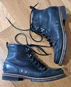 SOREL Moc Toe Boots NM1932-010 Black Leather Men's US 8 Wool Lined NM1932 - Picture 1 of 11