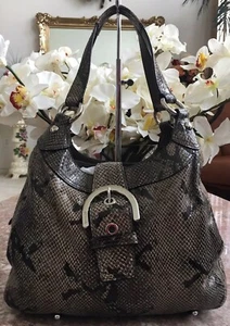 COACH F17419 Soho Grey Black Embossed Exotic Python Snake Hobo EUC! MSRP $398. - Picture 1 of 10