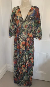 Raey Chrysanthemum Print Elasticated-Waist Silk Sheer Dress UK 14 - Picture 1 of 6