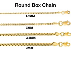 14K Gold Plated 925 Sterling Silver Round Box Link Chain Necklace Italian Made - Picture 1 of 2