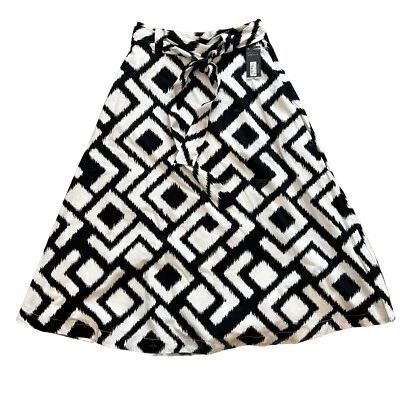 Worthington Mujer Negro Blanco Ikat Geo Estampado Estilo Falda Talla 10 Nueva Azteca Larga Foto 1 de 4