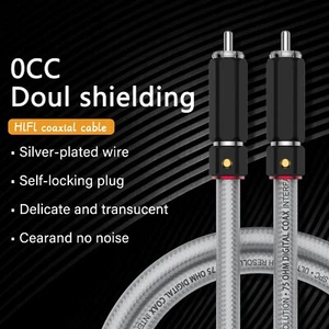 75 Ohm Multishield HiFi Audio Coaxial RCA Cable 6N OCC Signal Interconnect Cord - Picture 1 of 12