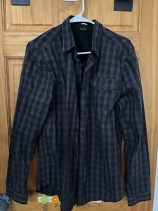 Comune Shirt Men's Medium Gray Plaid Long Sleeve Button Down warm wool Flannel - Picture 1 of 3