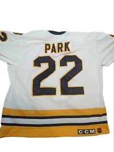 Camiseta deportiva vintage años 90 de los Boston Bruins Brad Park #22 CCM máscara MiC NHL hockey - Imagen 1 de 10