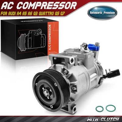 AC Compressor w/ 6-Groove for Audi allroad A4 A5 A6 Q3 Quattro Q5 Q7 8E0260805BA - Image 1 of 4
