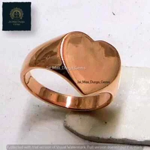 Heart Copper Signet Ring, Women's pure Copper Band Copper Lover's jewelry - Picture 1 of 6