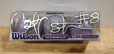 NEW Pkg Of 3 Wilson Teeballs Cat Osterman #8 Purple & Silver Baseballs - Sealed  - Image 1 of 3