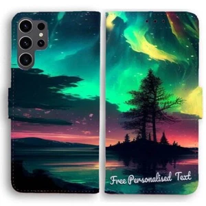 Personalised Text Phone Case For Samsung Galaxy Series - Aurora Northern Lights - Picture 1 of 1