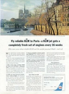 1962 KLM PRINT AD Royal Dutch Airlines Notre Dame in Paris - Picture 1 of 1
